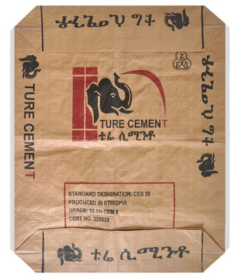 Kwadratowa torba z laminowanego papieru pakowego PP, powlekana Flexiloop, 50 kg, tkane plastikowe torby z polipropylenu